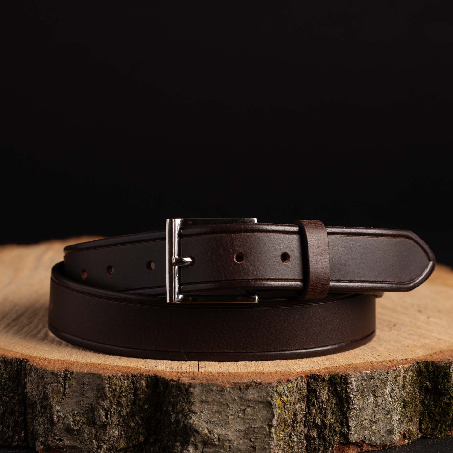 The Obelisk Belt - Brown Edge Pipe Full-Grain Leather Belt
