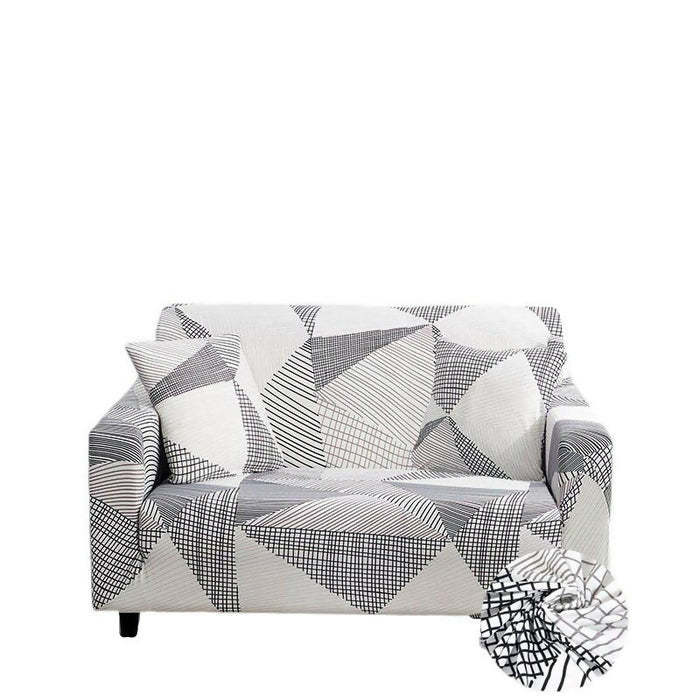 Anyhouz Sofa Cover White Geometric Style and Protection For Living Room