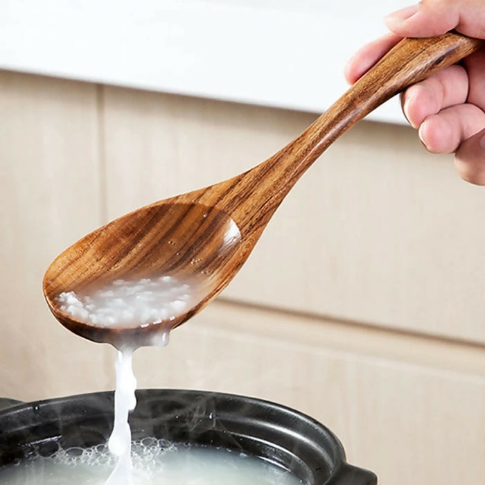 Anygleam Brown 2pcs Wooden Spoon Fork Ladle