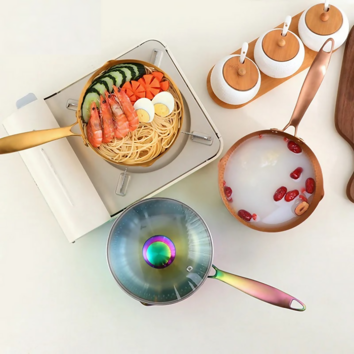 Anygleam Stock Pot Non Stick Stainless Cookware with Lid