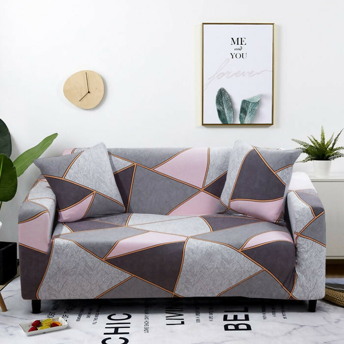 Anyhouz Sofa Cover Gray Pink Geometric Style and Protection For Living Room