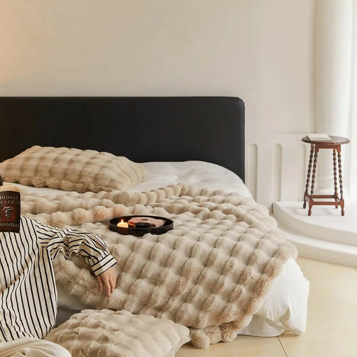 Anyhouz Blanket Brown Tuscan Imitation Fur Winter Cover Warm Wool