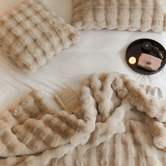 Anyhouz Blanket Brown Tuscan Imitation Fur Winter Cover Warm Wool
