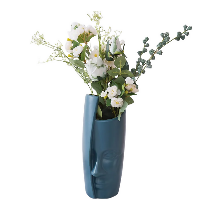 Anyhouz Flower Vase Large Half Face Nordic Plastic Pot Table Decor