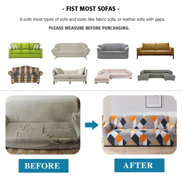 Anyhouz Sofa Cover Gray Pink Geometric Style and Protection For Living Room