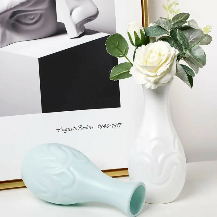 Anyhouz Flower Vase Small Wave Lines Pattern Nordic Pot Home Decor