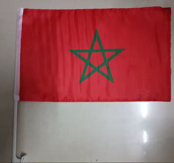Drapeau du Maroc en polyester de taille moyenne pour voiture 12"x18"(30x46cm)