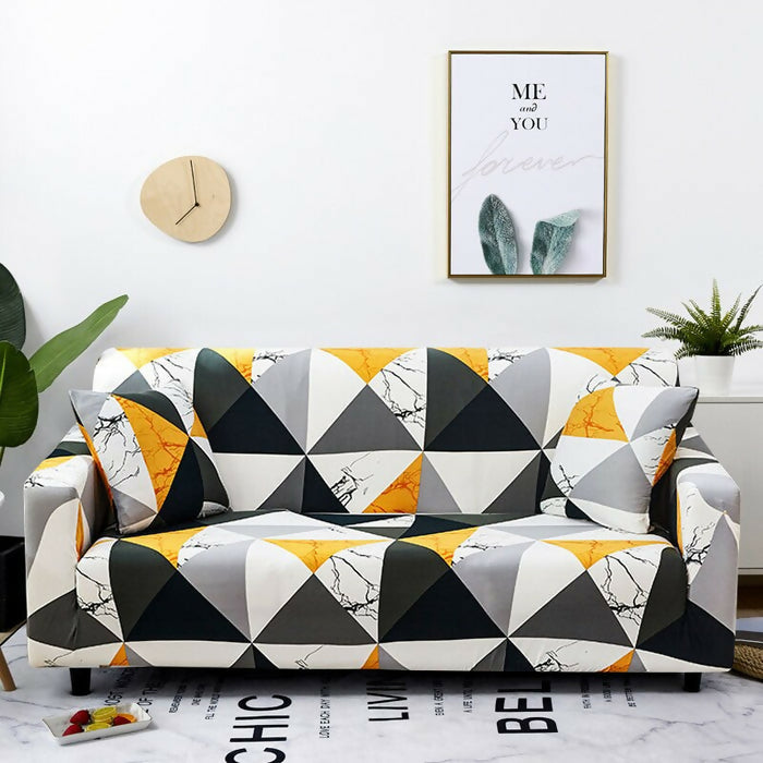 Anyhouz Sofa Cover Yellow White Geometric Style and Protection For Living Room