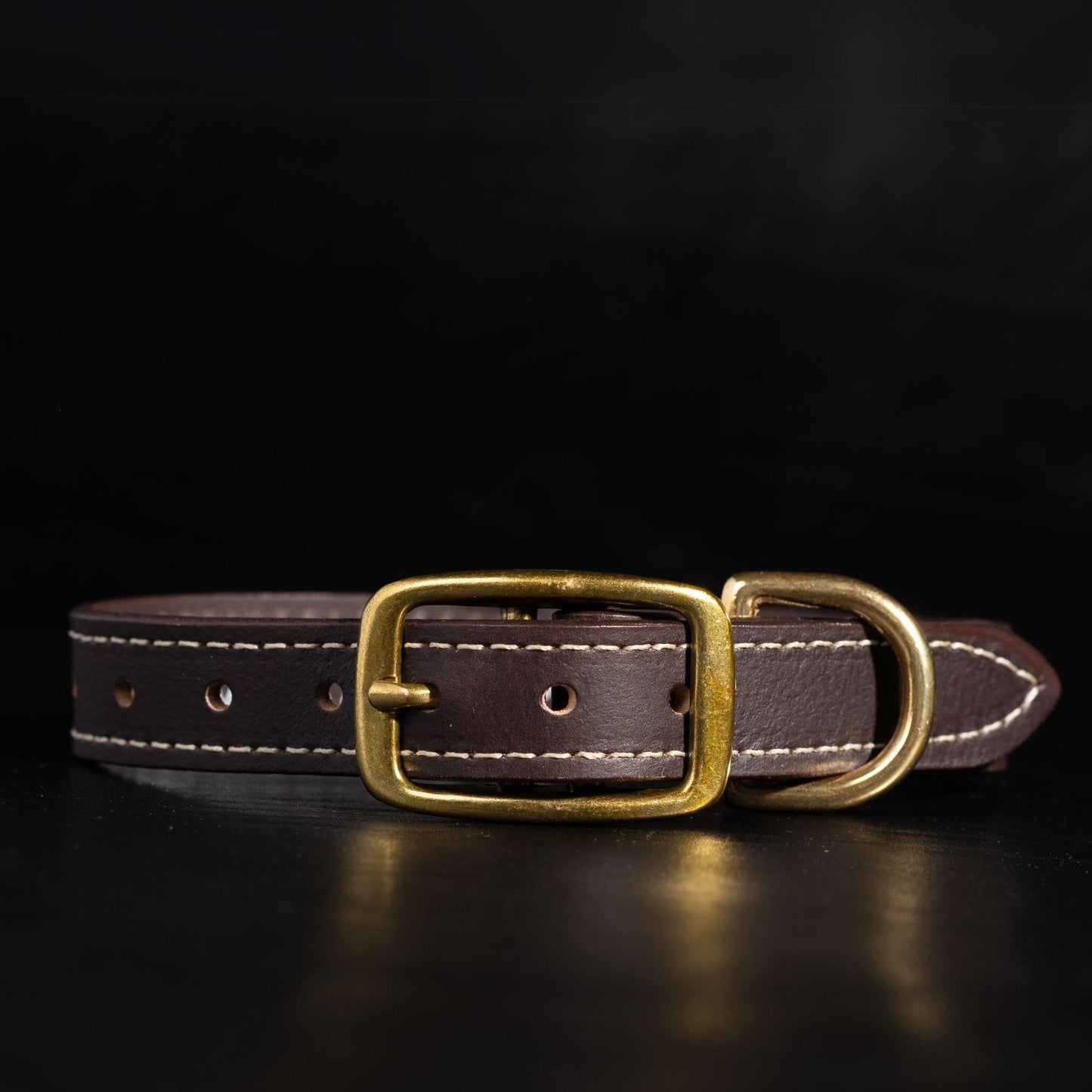 Trailblazer - Black Stitched Premium Leather Dog Collar - Made in Canada