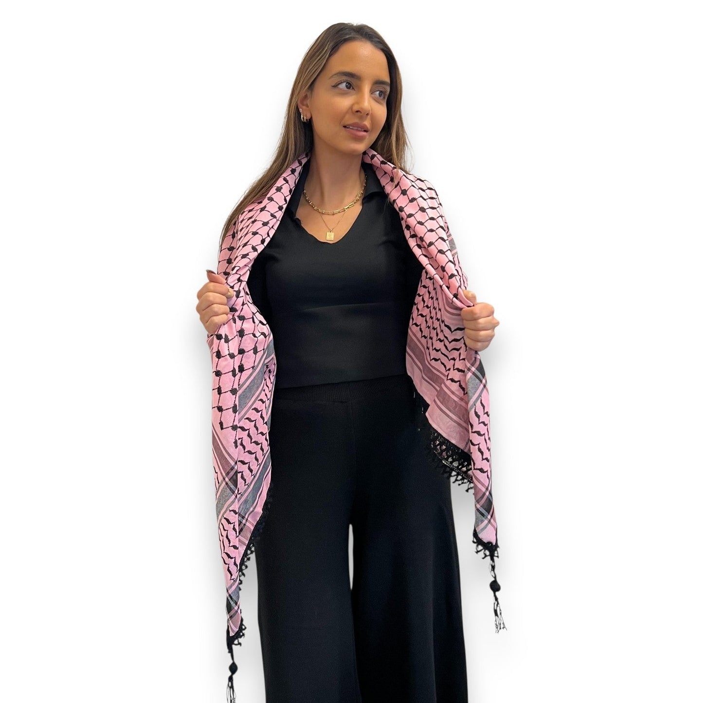 Echoes Kufiya – Rose Flamant