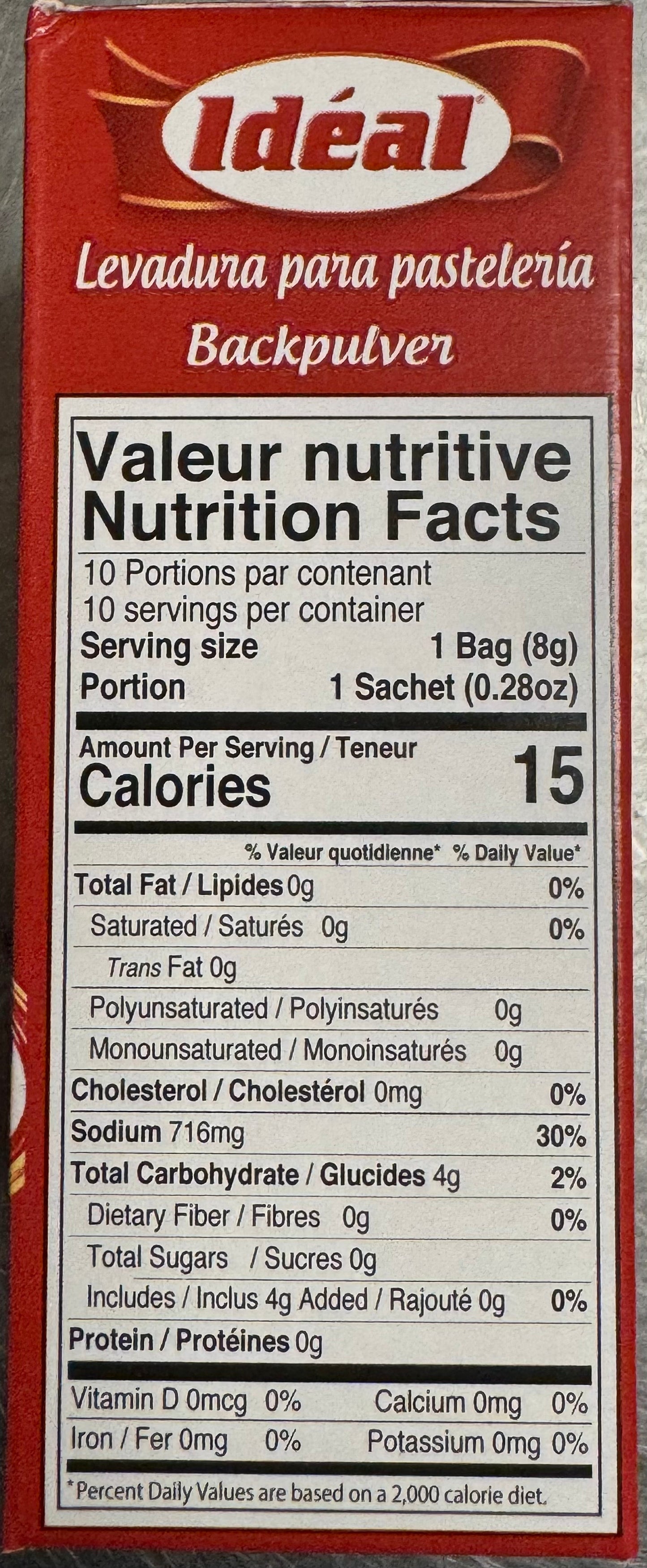 IDEAL Baking Powder 10x8g FOODS ZaytunaMart.ca