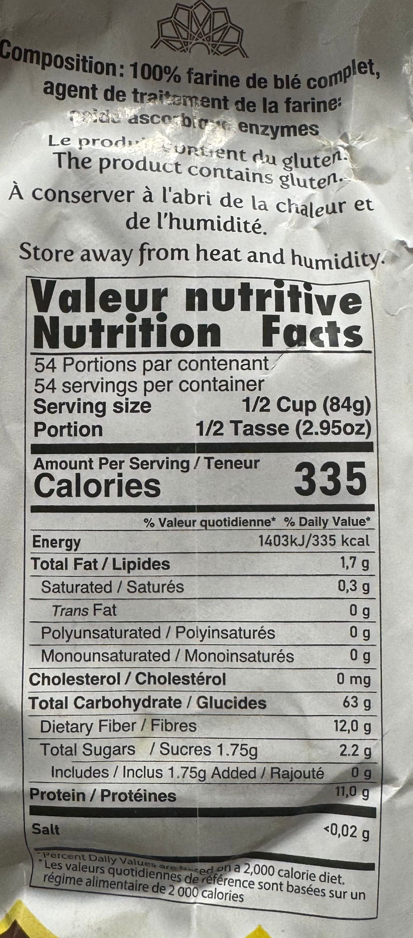 TAYEB Whole Wheat Flour - Farine de blé Complet 4.54kg Kg