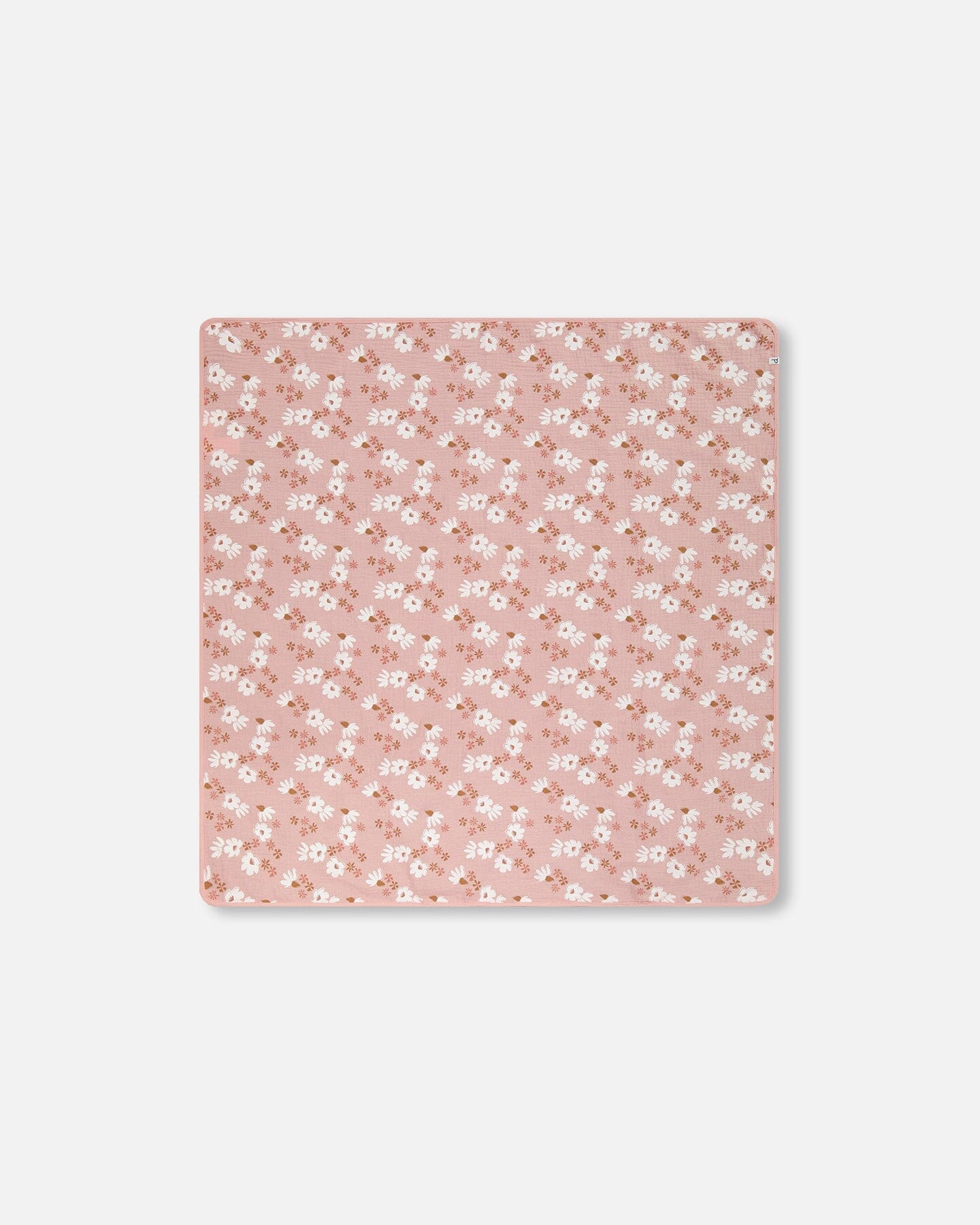 Printed Muslin Blanket Pink And White Flowers