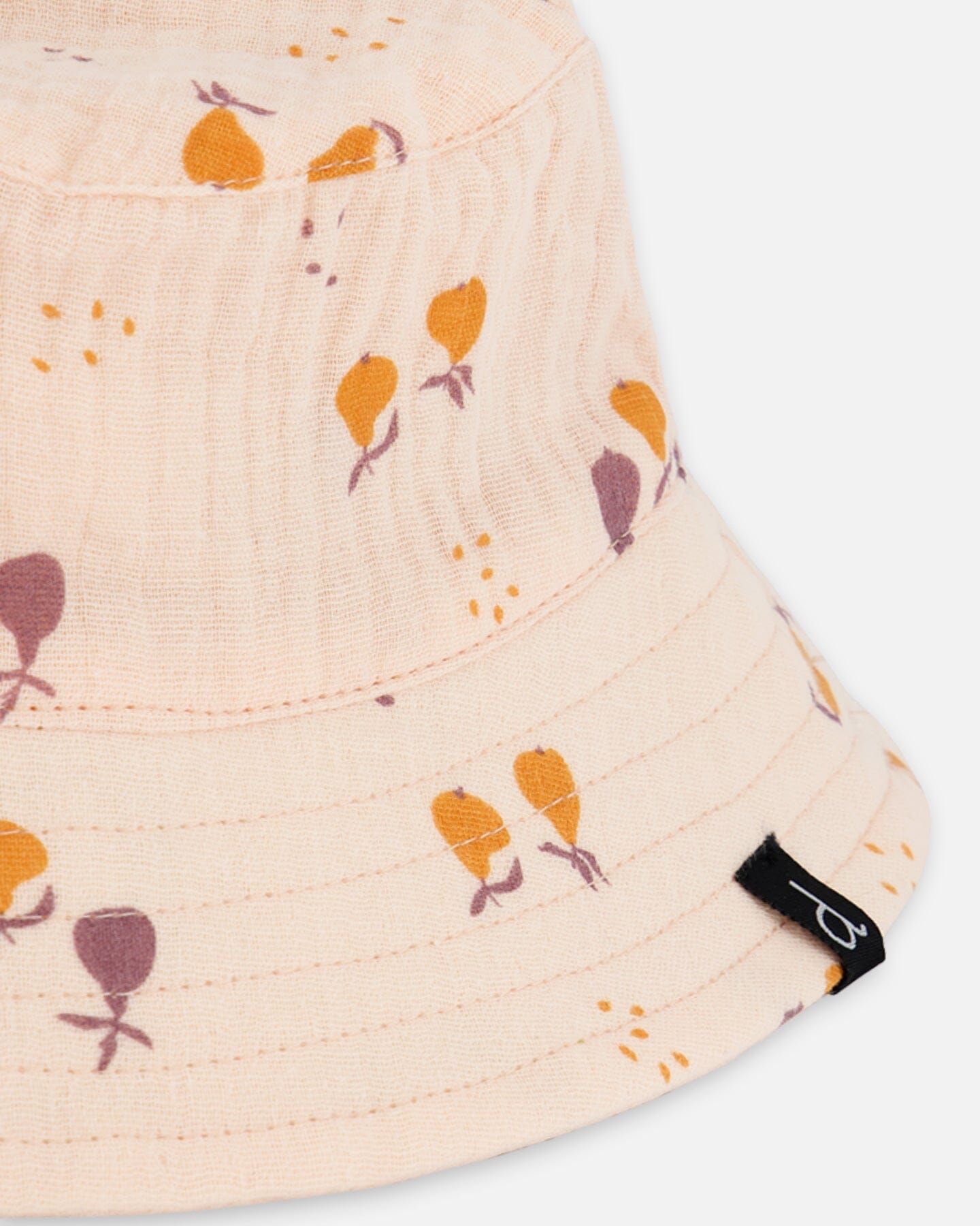 Printed Muslin Bucket Hat Peach With Pears