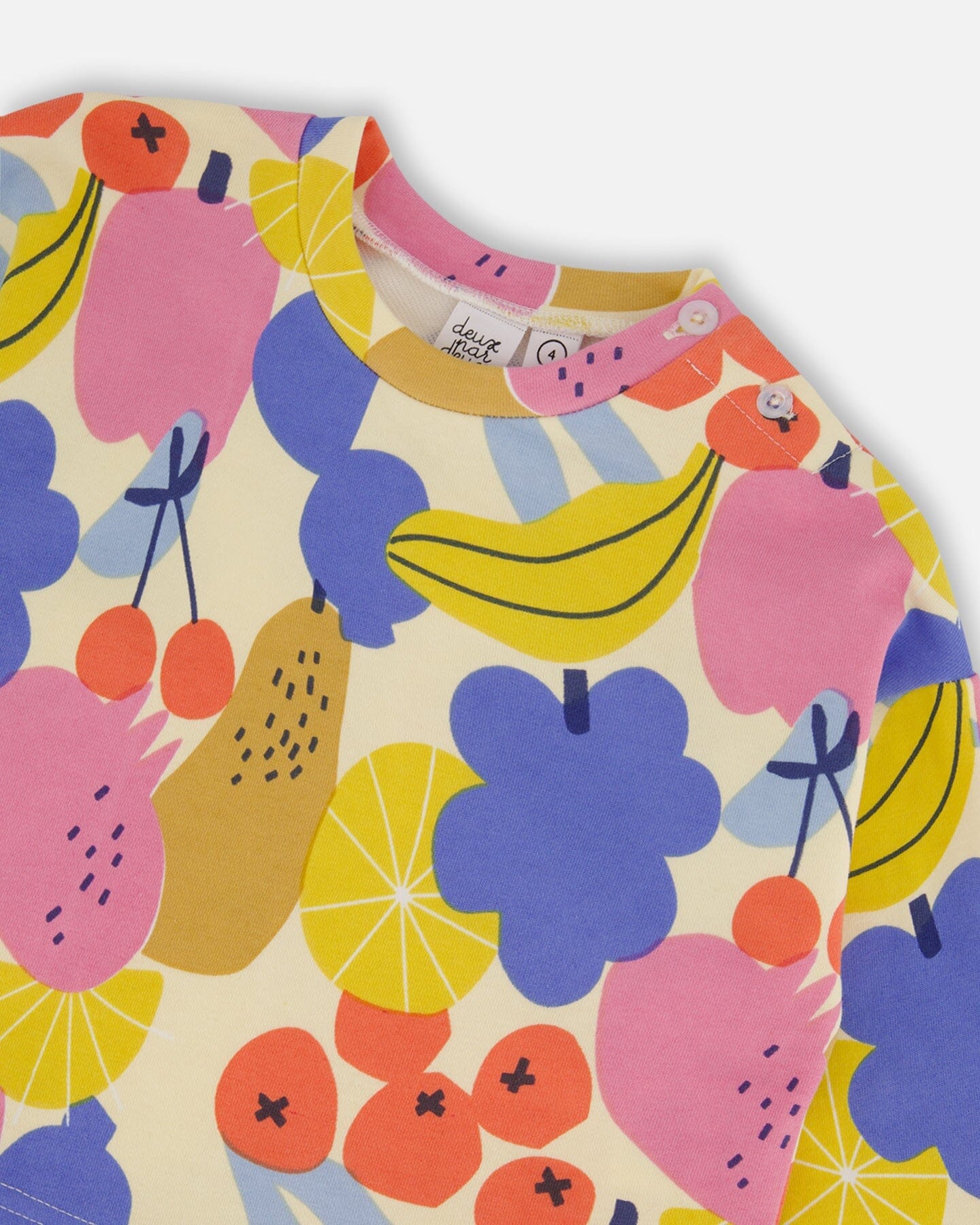 Printed French Terry Sweatshirt Fruits On Yellow Background