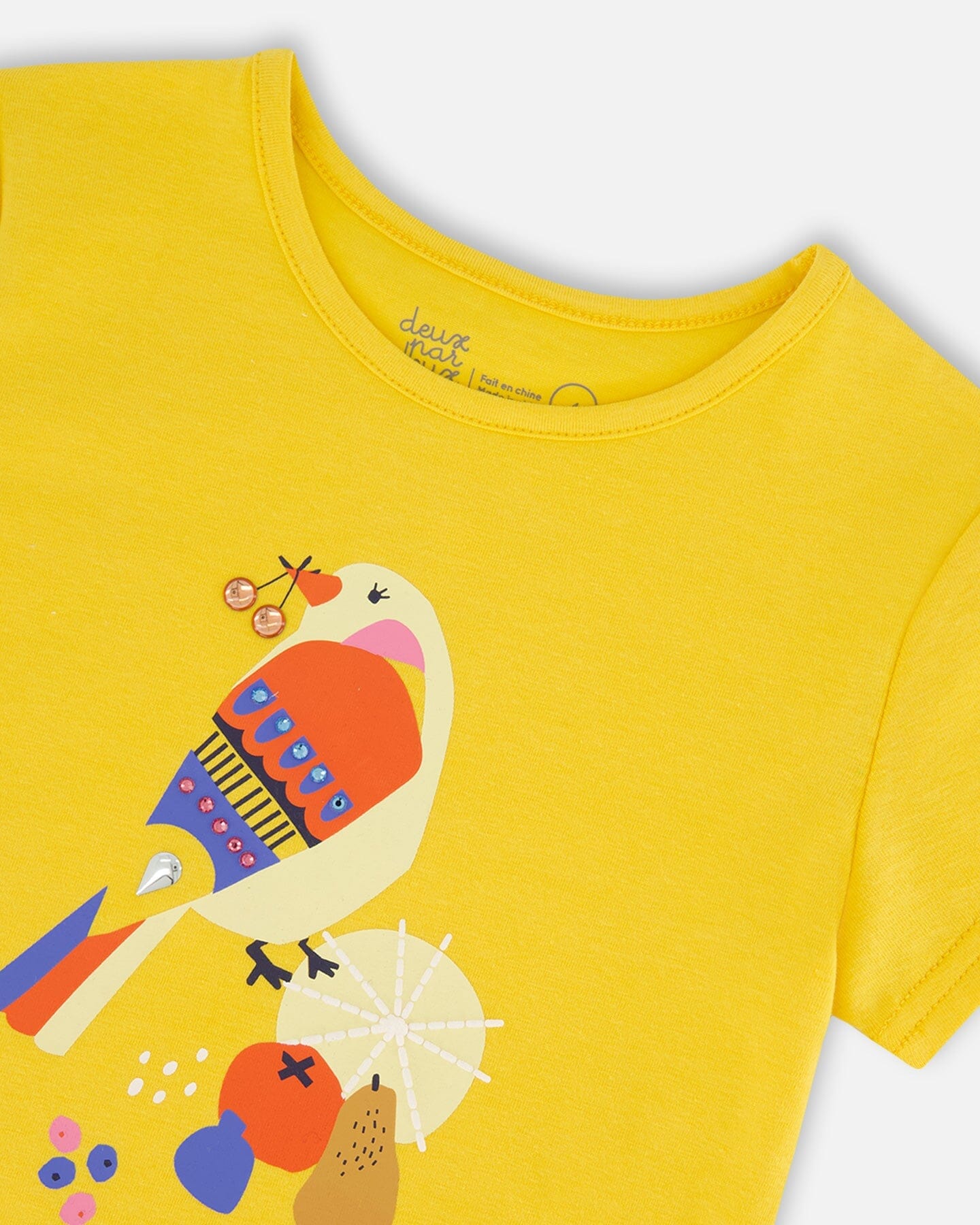 Organic Cotton Tee Yellow And Birds