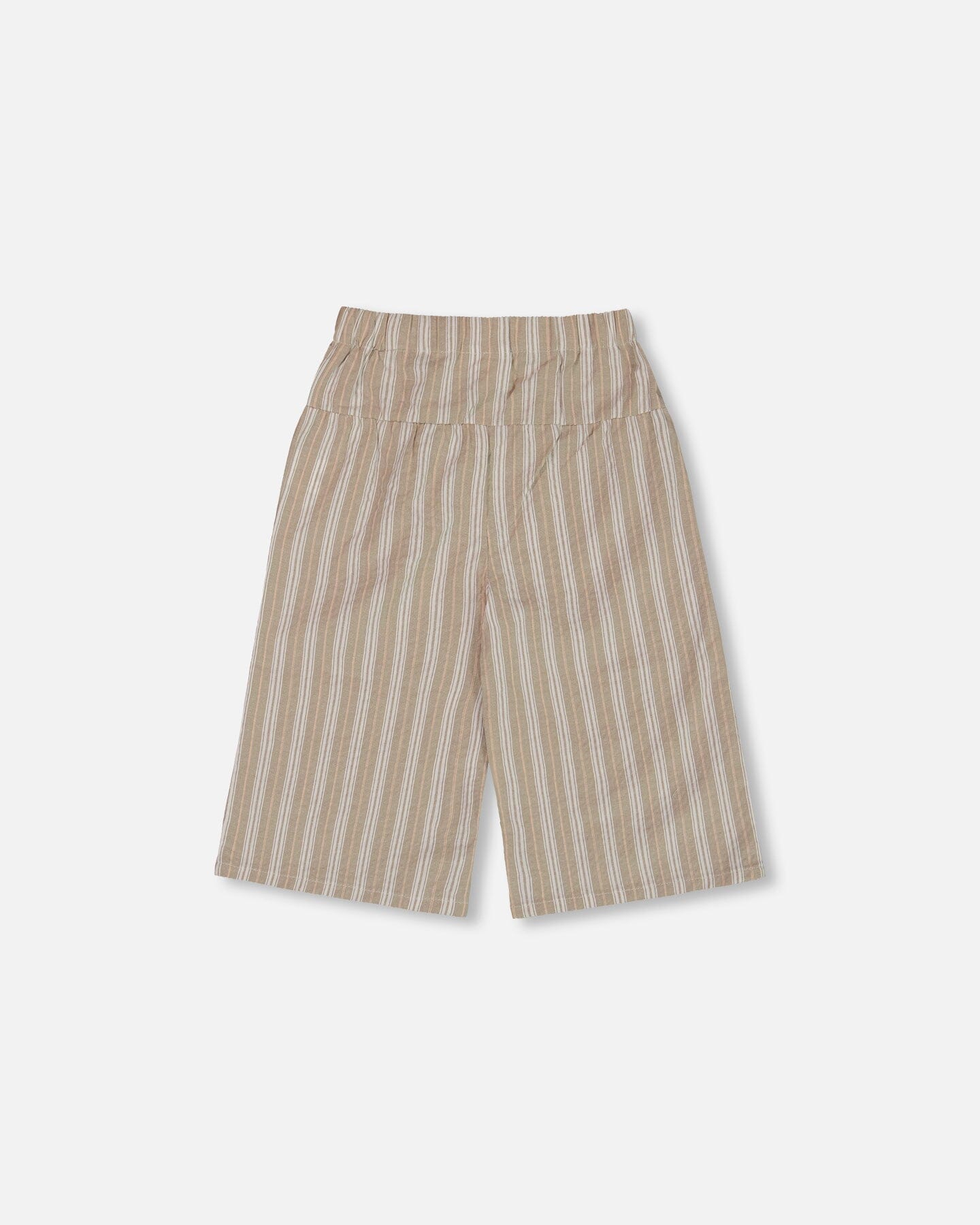 Wide Leg Capri Linen Pant White And Sage Striped
