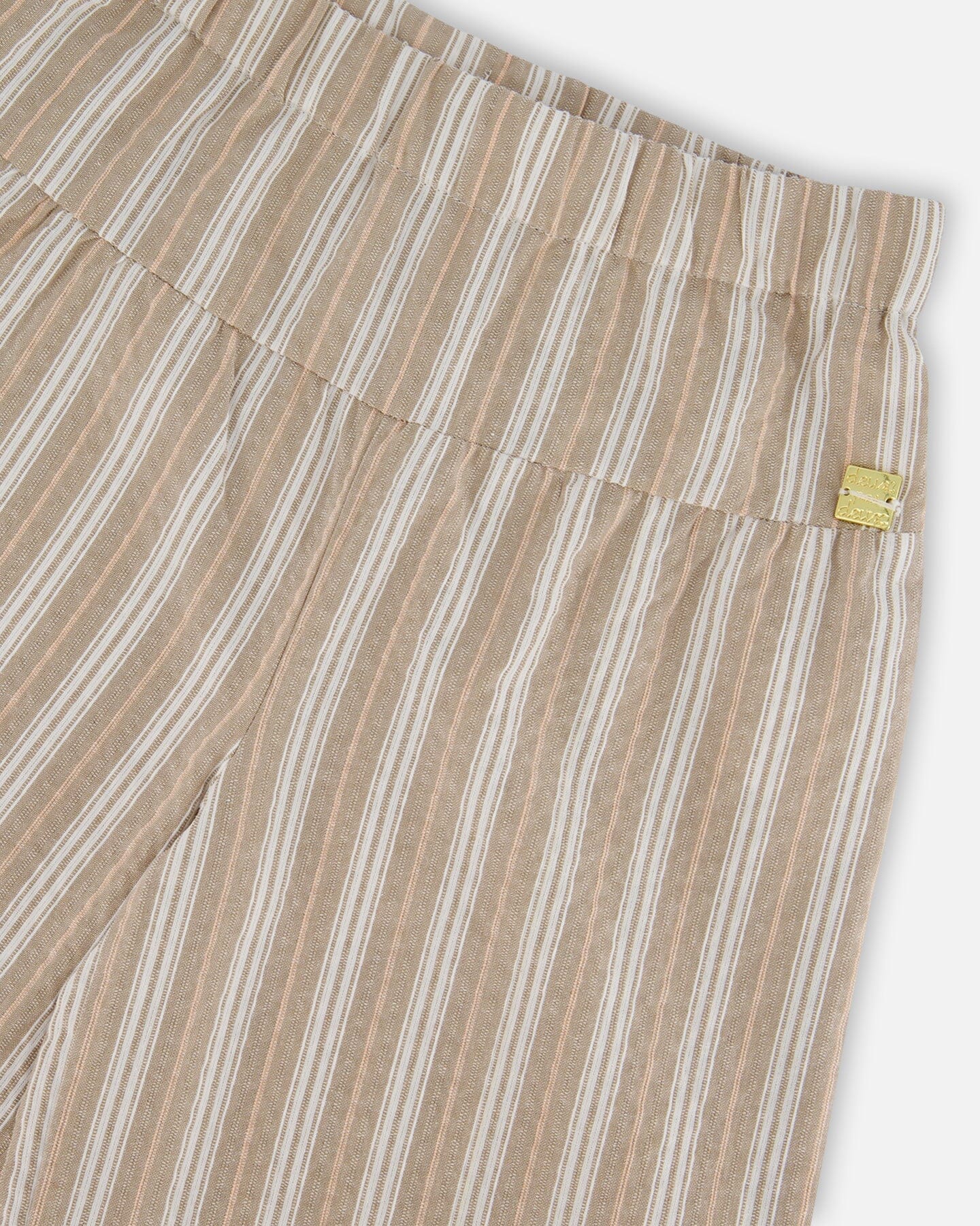 Wide Leg Capri Linen Pant White And Sage Striped