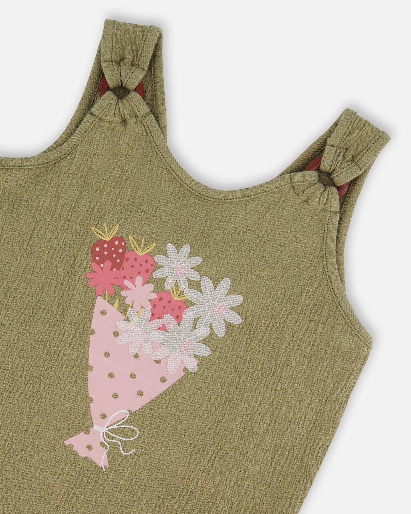 Crinkle Jersey Tank Top Floral Olive Green
