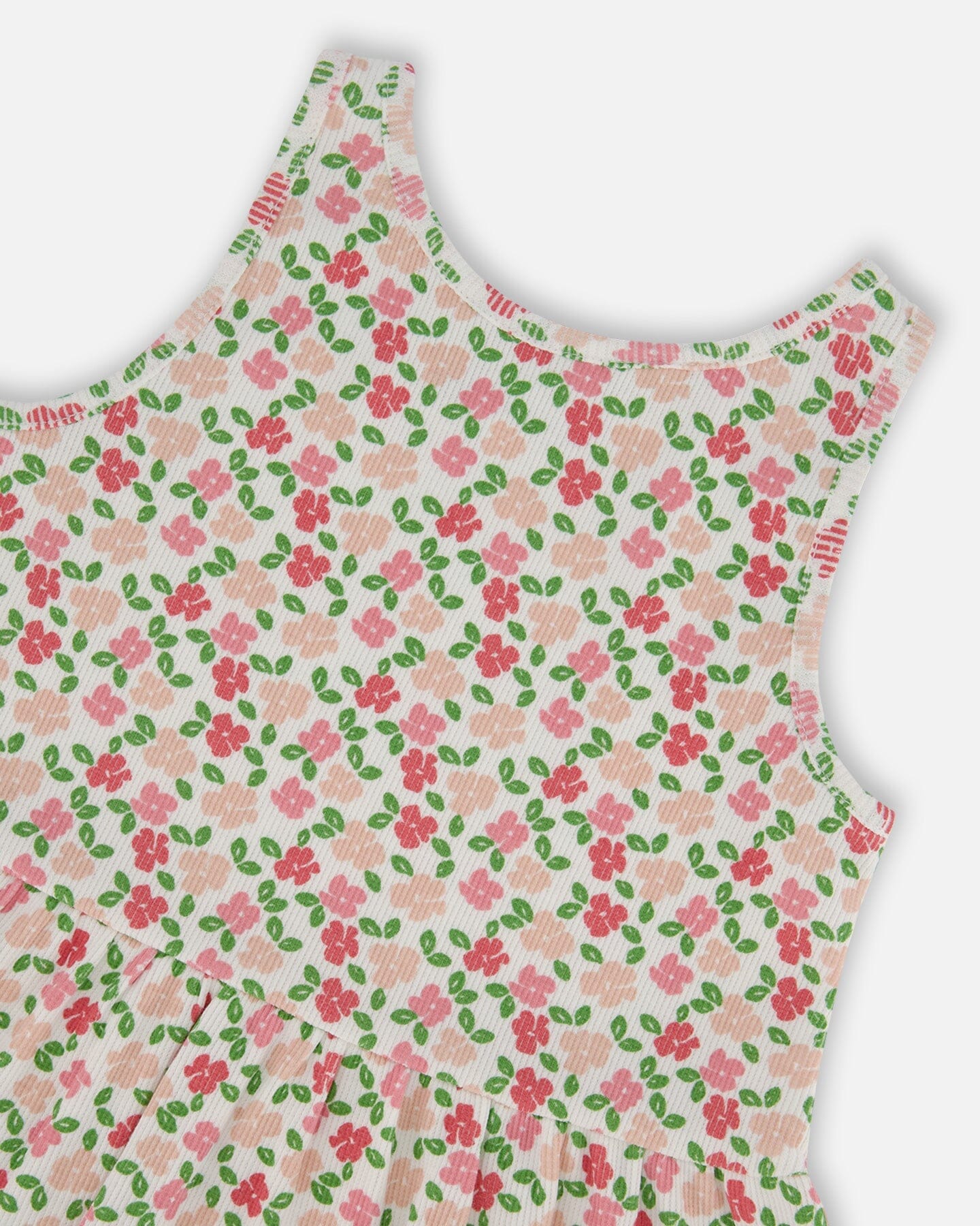 Printed Tank Top With Flounce Small Flowers On White Background