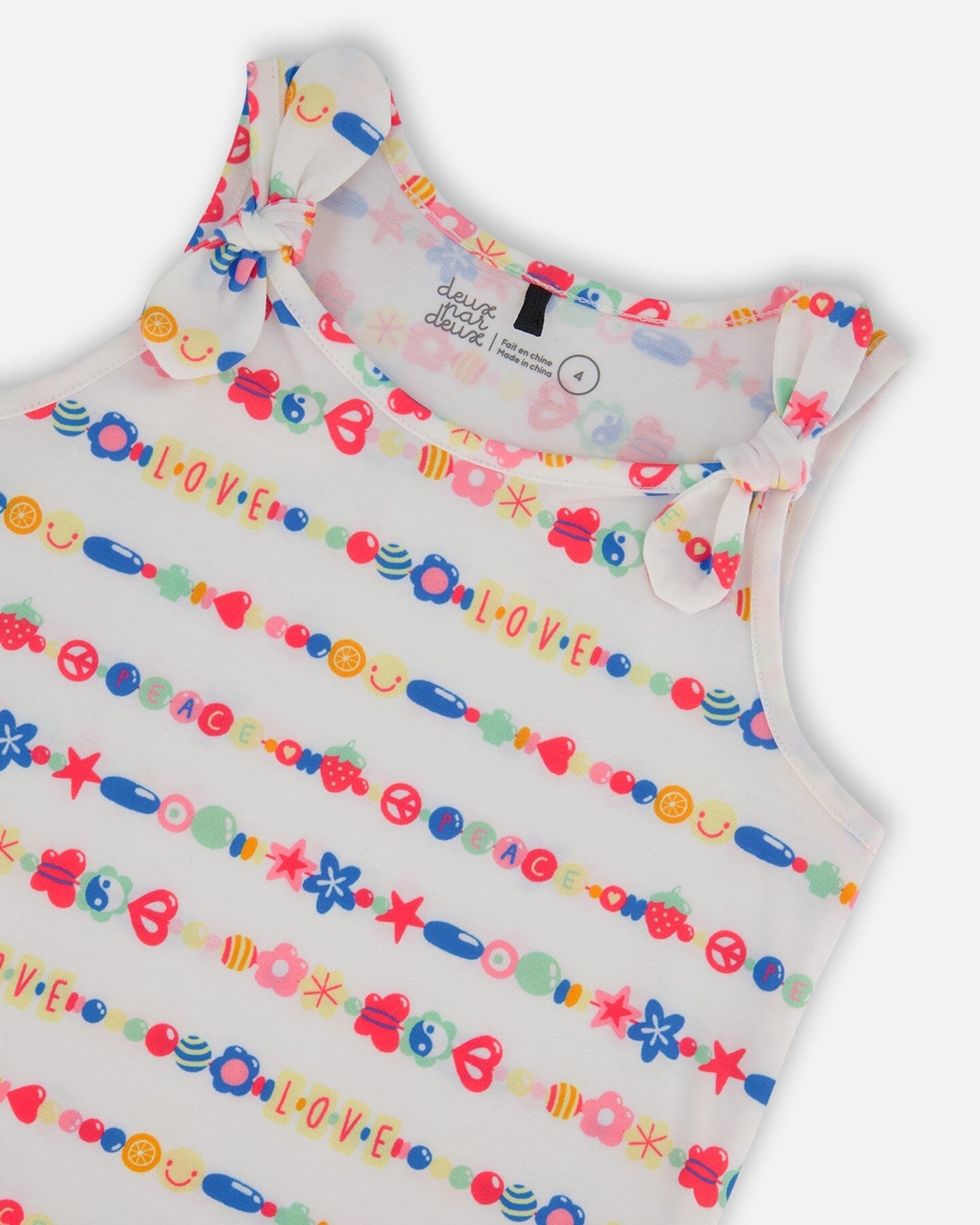 Tank Top With Knots White And Multicolored Candies