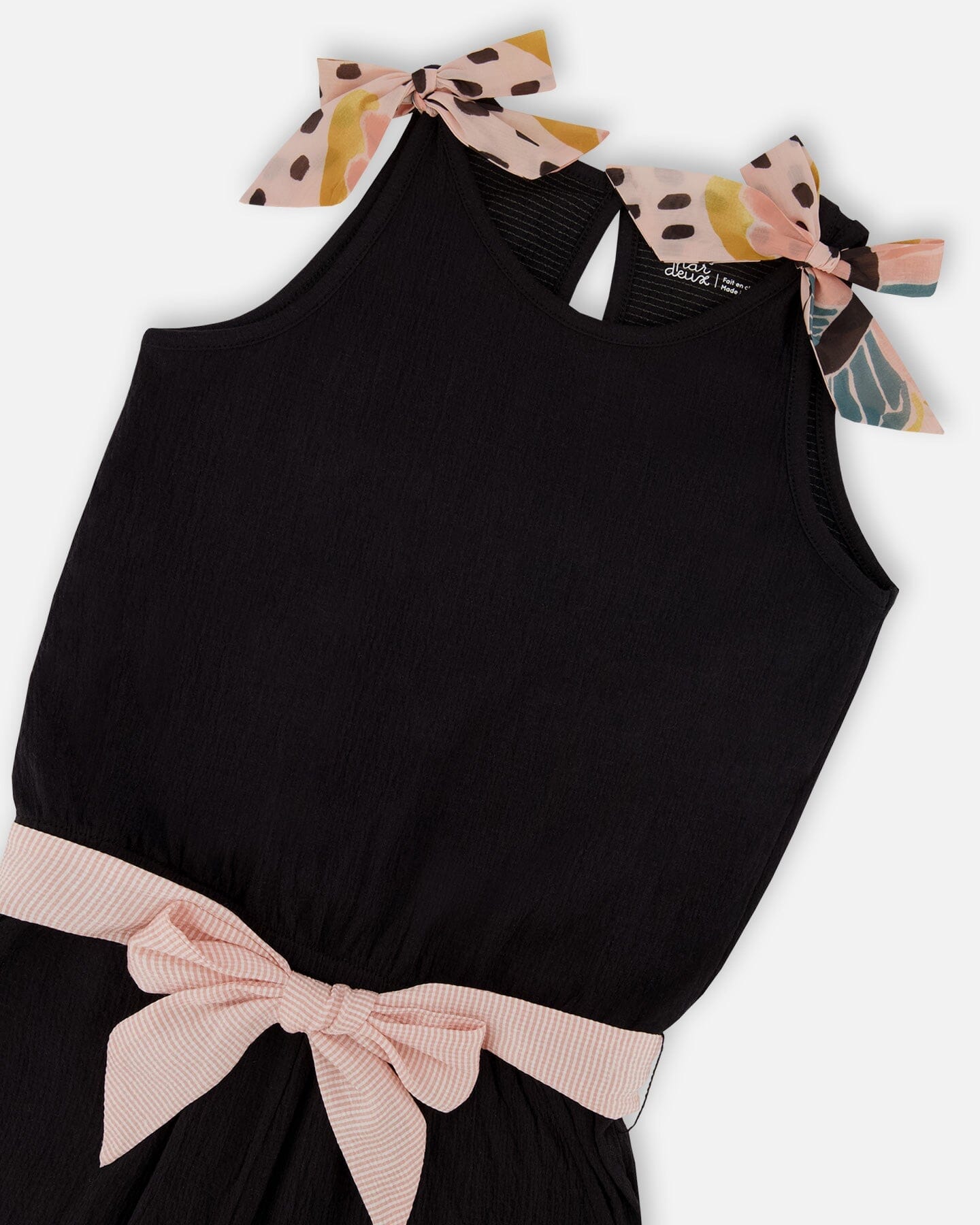 Crinkle Jumpsuit Black And Sparkling Pink