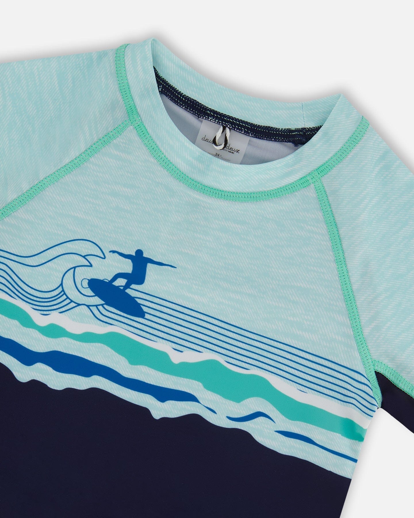 Long Sleeve Rashguard Navy Blue And Turquoise
