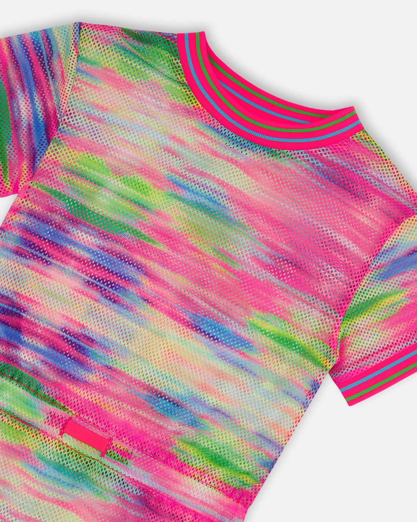 Short Sleeve Mesh Beach Dress Multicolored