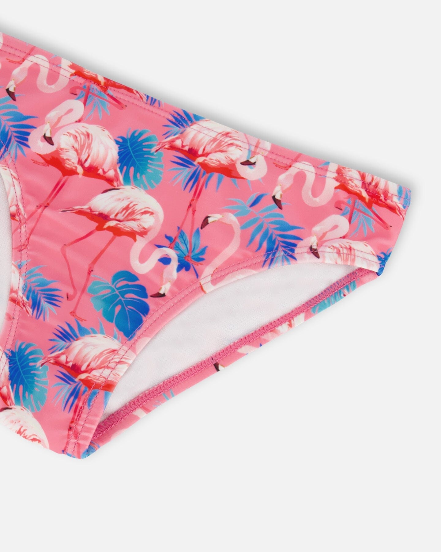 Printed Two-Piece Swimsuit With Frills Candy Pink And Pink Flamingo