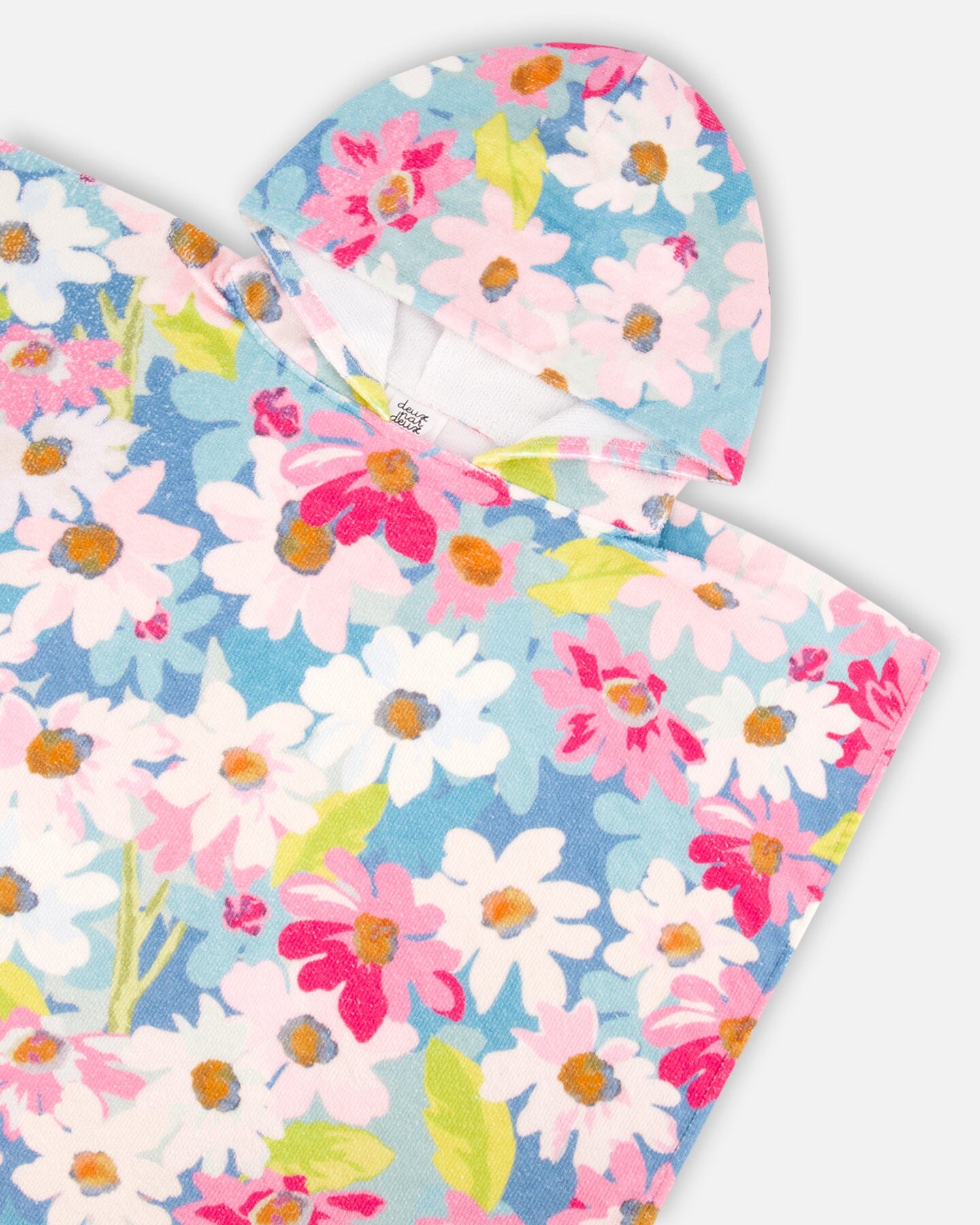 White Floral Print Beach Poncho