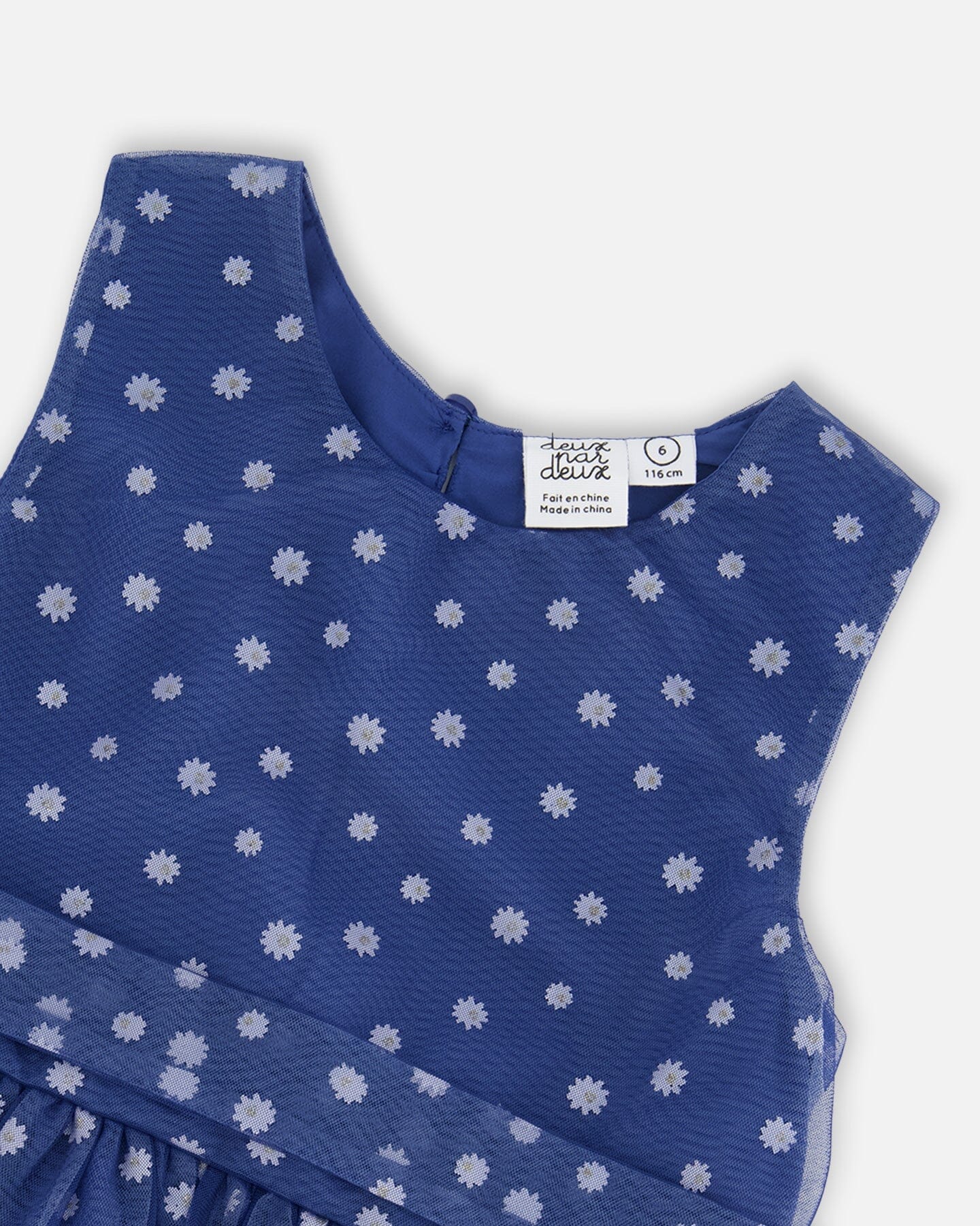 Printed Tiered Dress Blue With Daisy Print