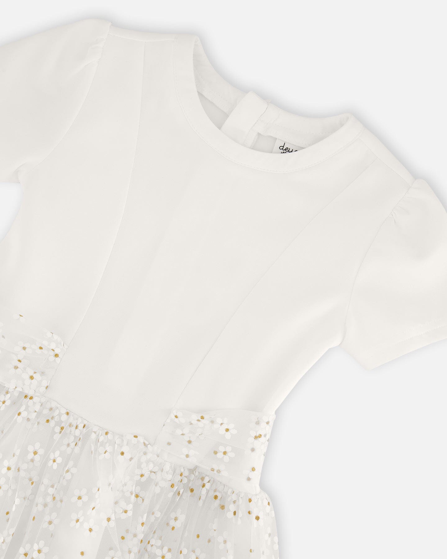 Puff Sleeve Dress White With Cutouts