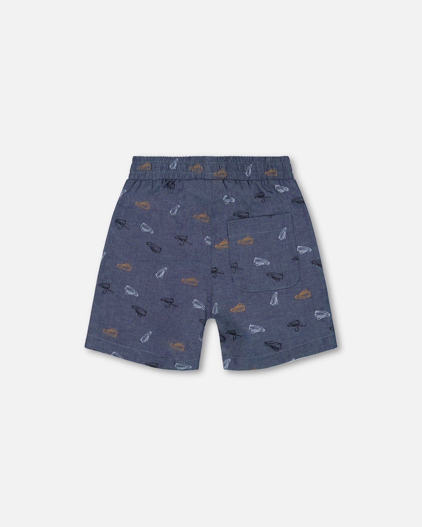Printed Chambray Short Gray, White And Tan