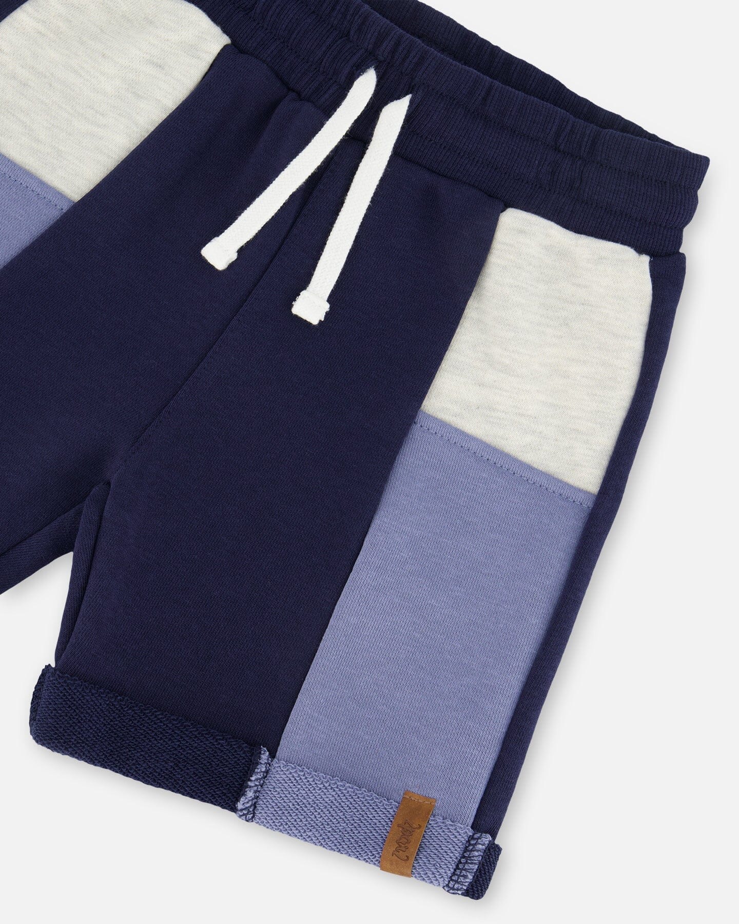 French Terry Color Block Short Blue, Navy And Cream