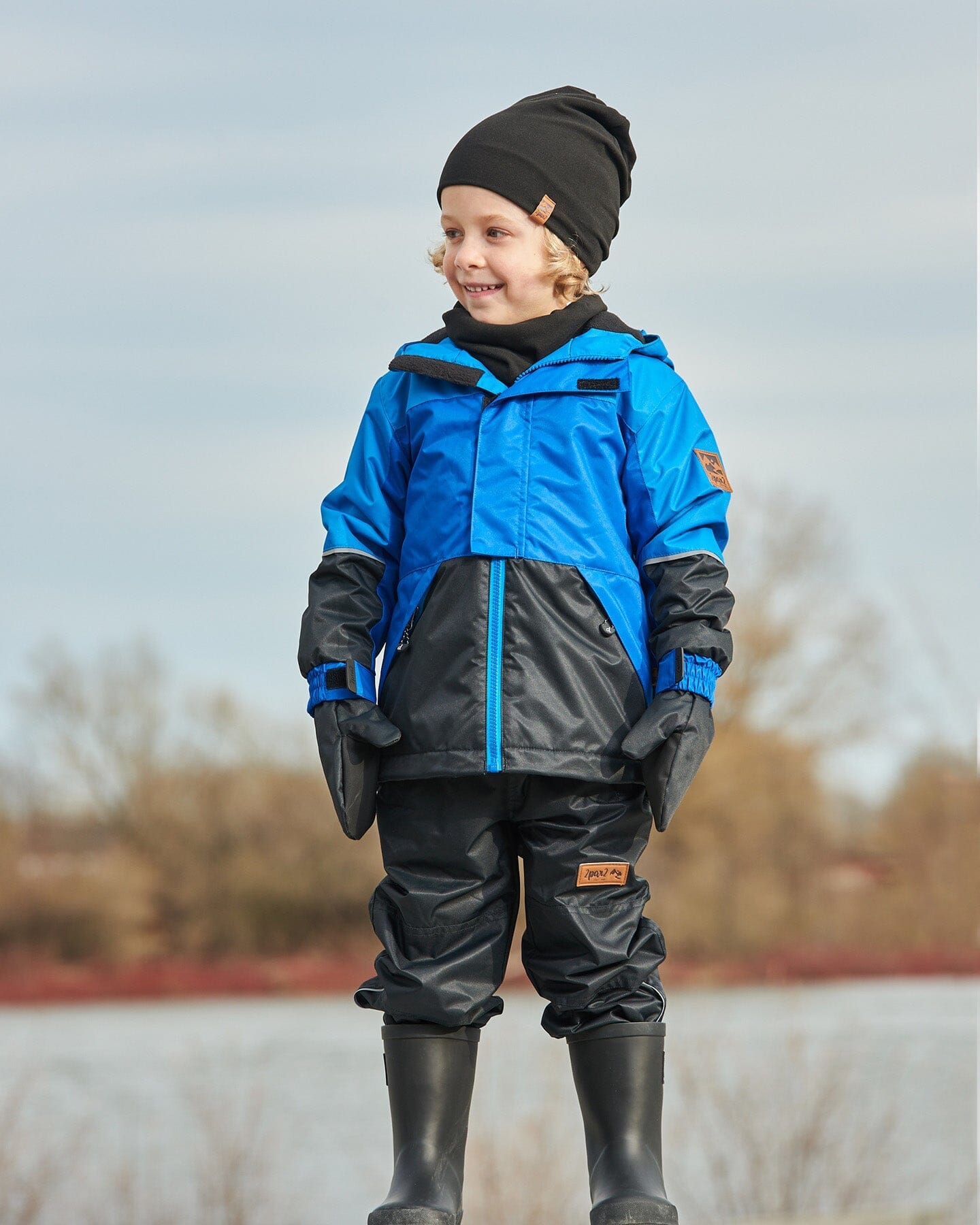 Two-Piece Mid-Season Outerwear Set Royal Blue And Black