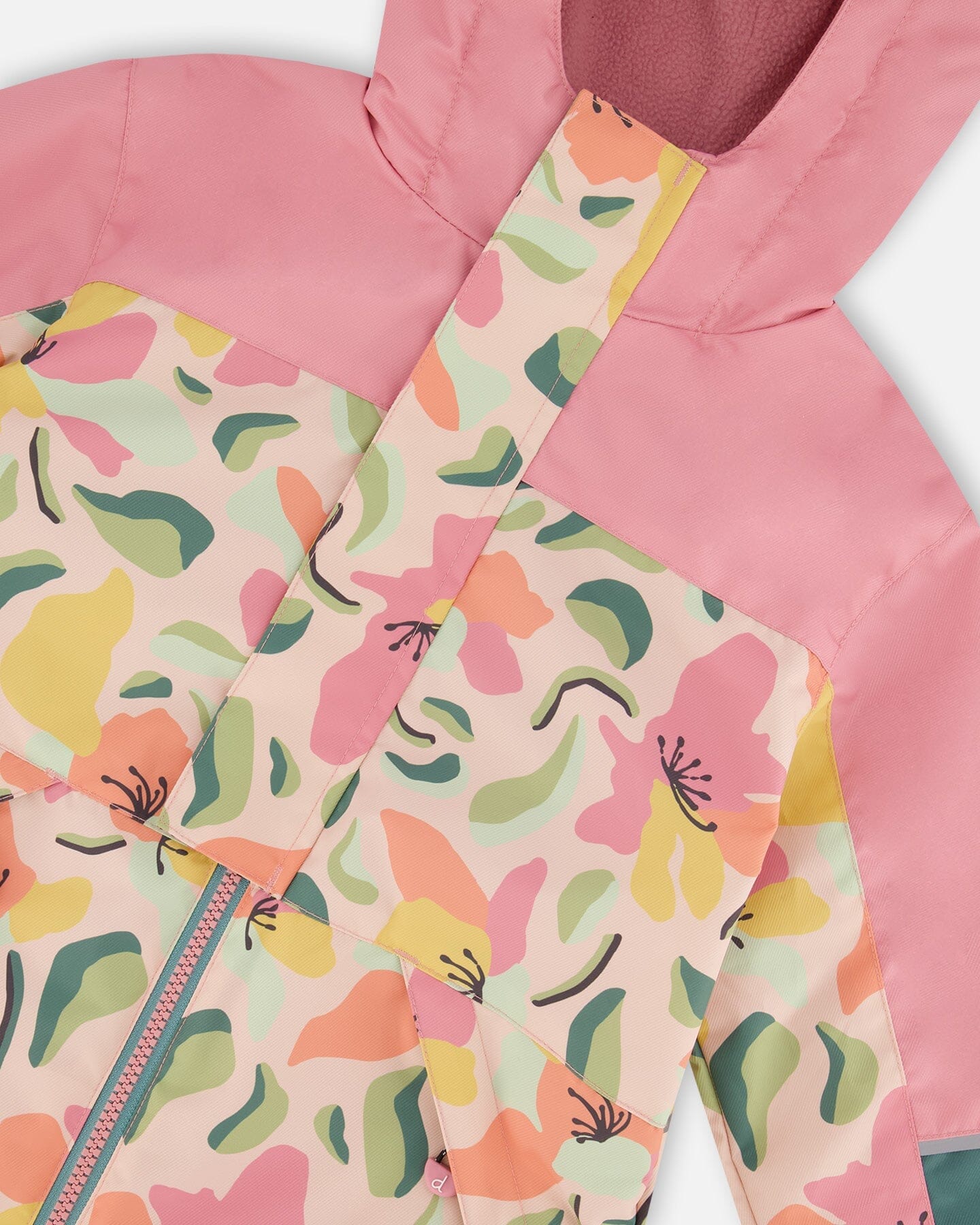 Two-Piece Mid-Season Outerwear Set Sage, Pink, And Flowers On Beige