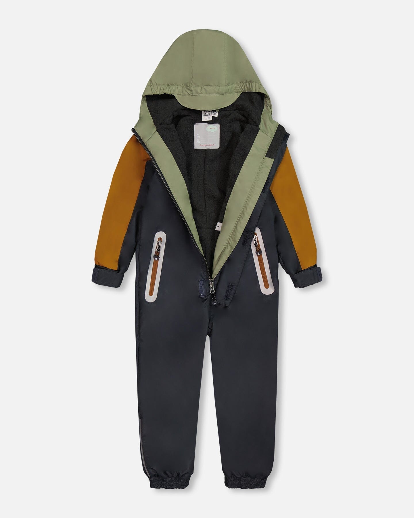 Colorblock Mid-Season One-Piece Outerwear Dark Gray, Sage, And Tan