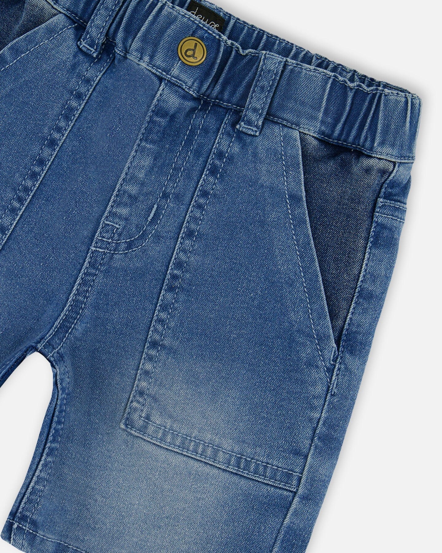 French Terry Denim Short Two-Tone Denim Blue