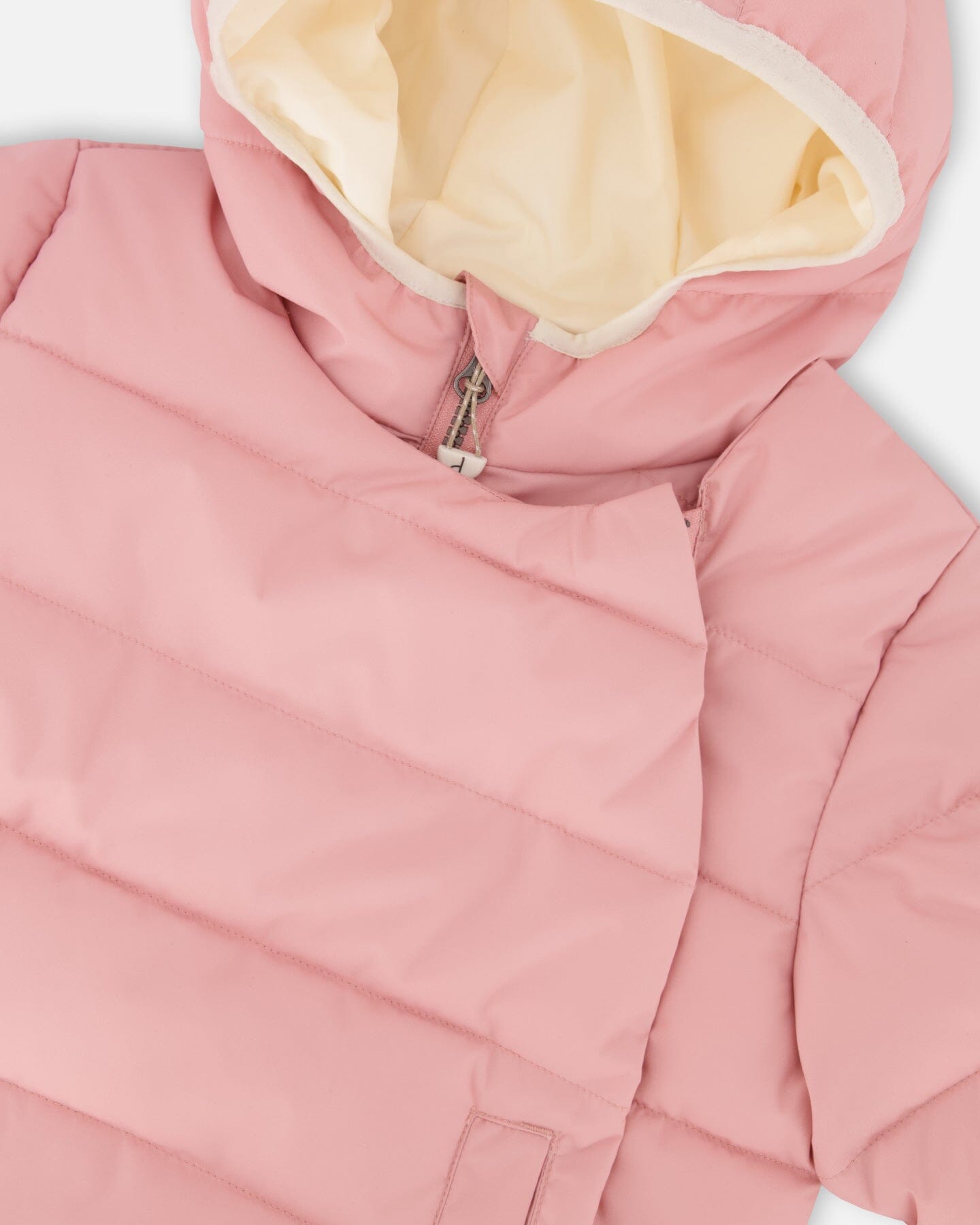 Packable Winter Puffy Coat Designed For Car Seat Dusty Pink