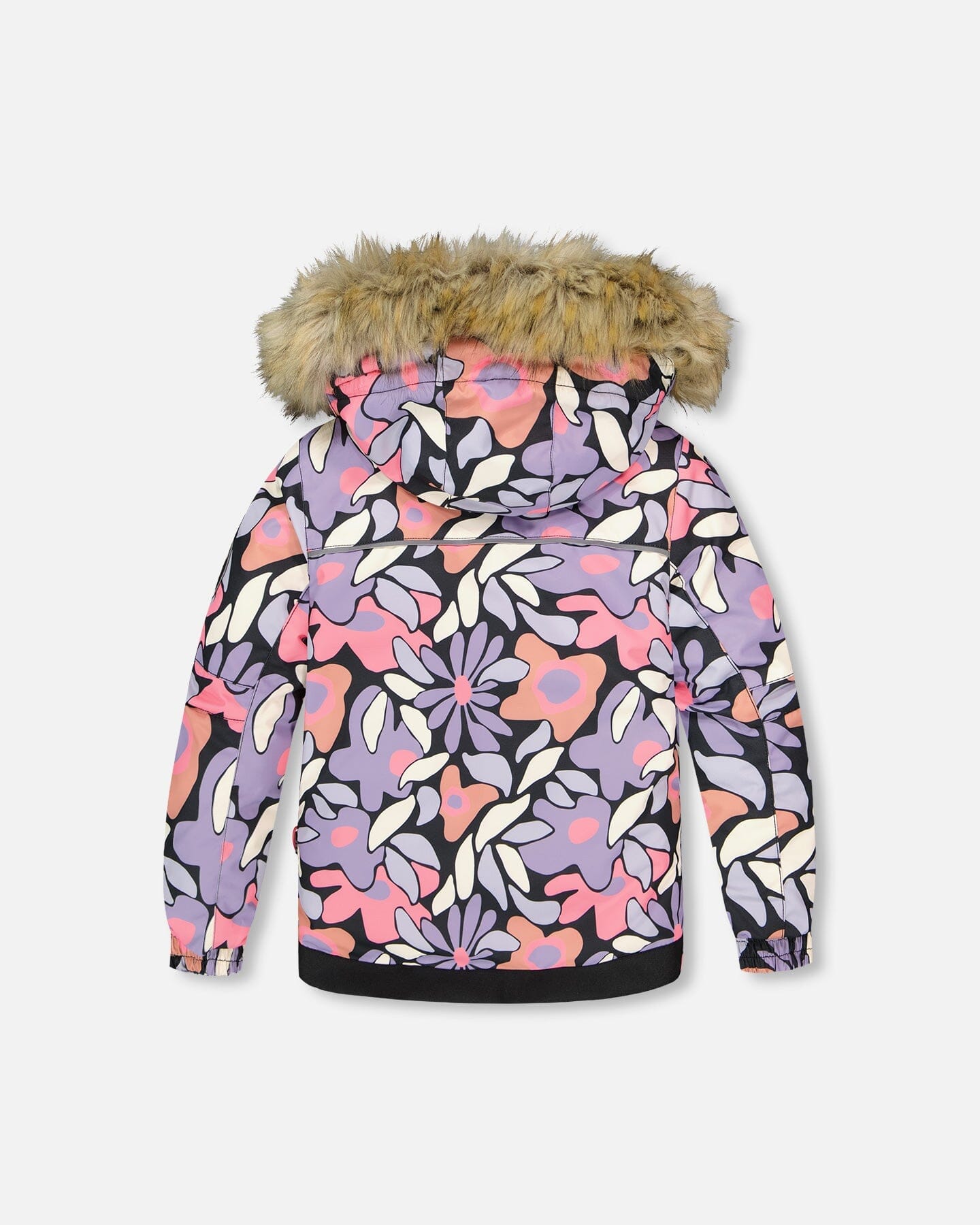 Two-Piece Play Snowsuit With Allover Print Jacket And Solid Pant Black