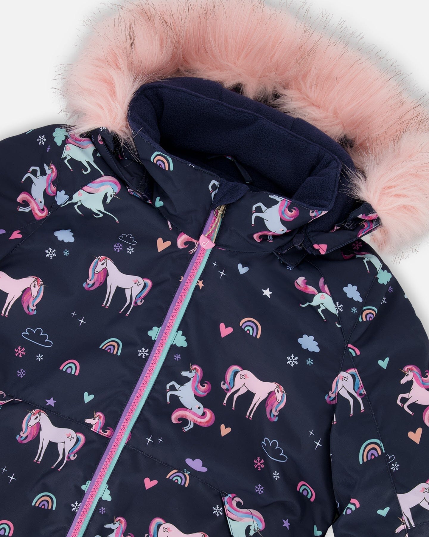 Two-Piece Play Snowsuit With Printed Jacket And Solid Pant Candy Pink