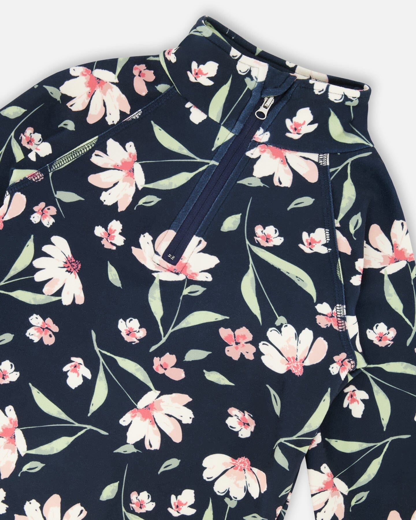 Two-Piece Thermal Underwear Set Navy Flower Print