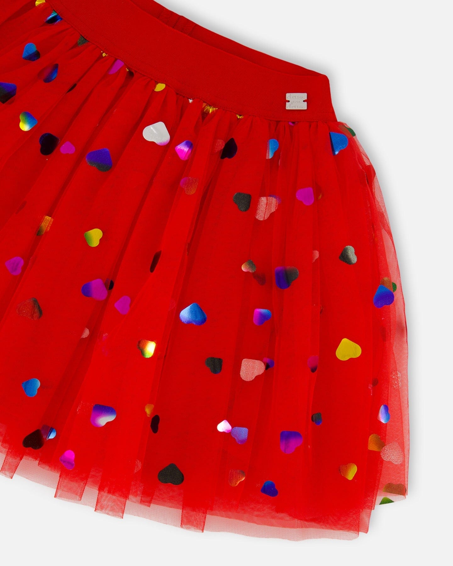 Tulle Skirt Red With Iridescent Heart Confettis
