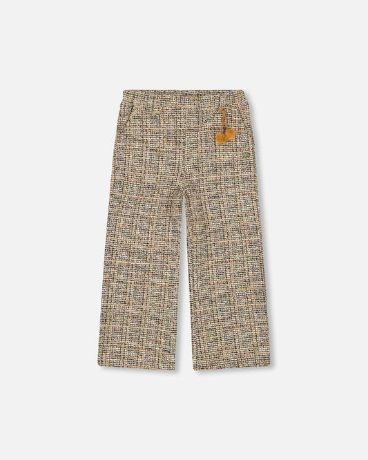 Tweed Flare Pants Beige And Black