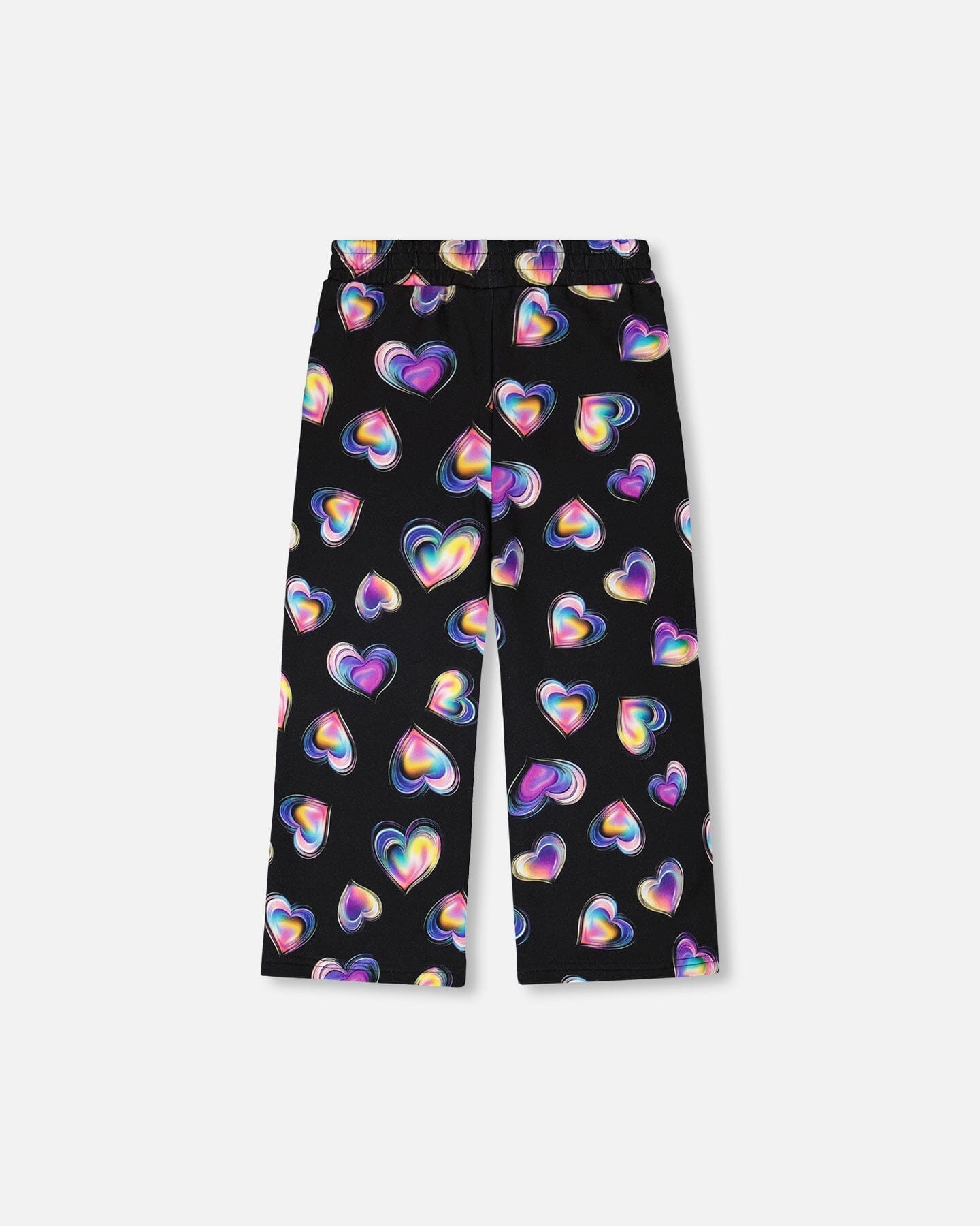 Wide Leg Fleece Pants Black And Multicolor