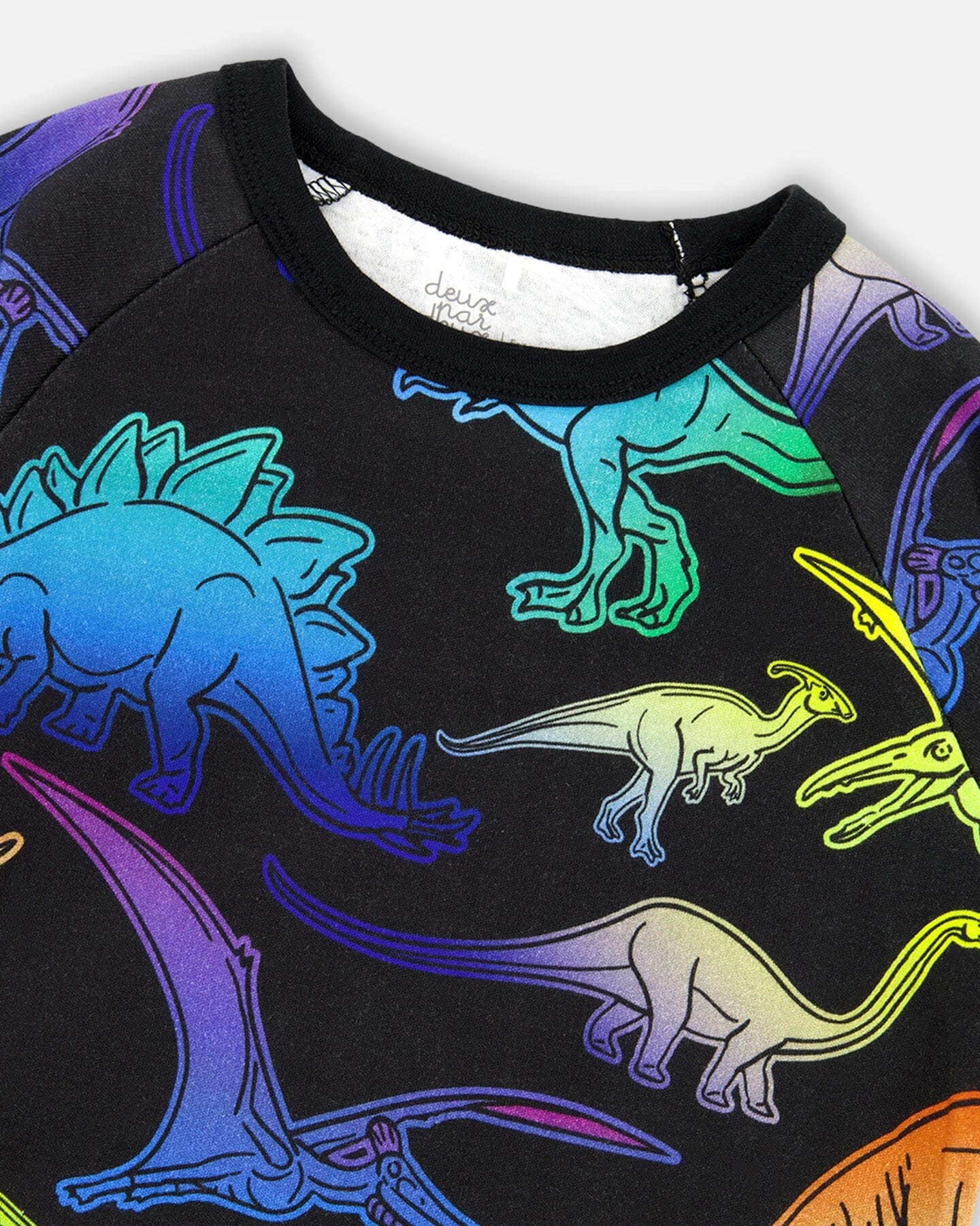 Two-Piece Organic Cotton Pajama Set Black Dinosaur Print