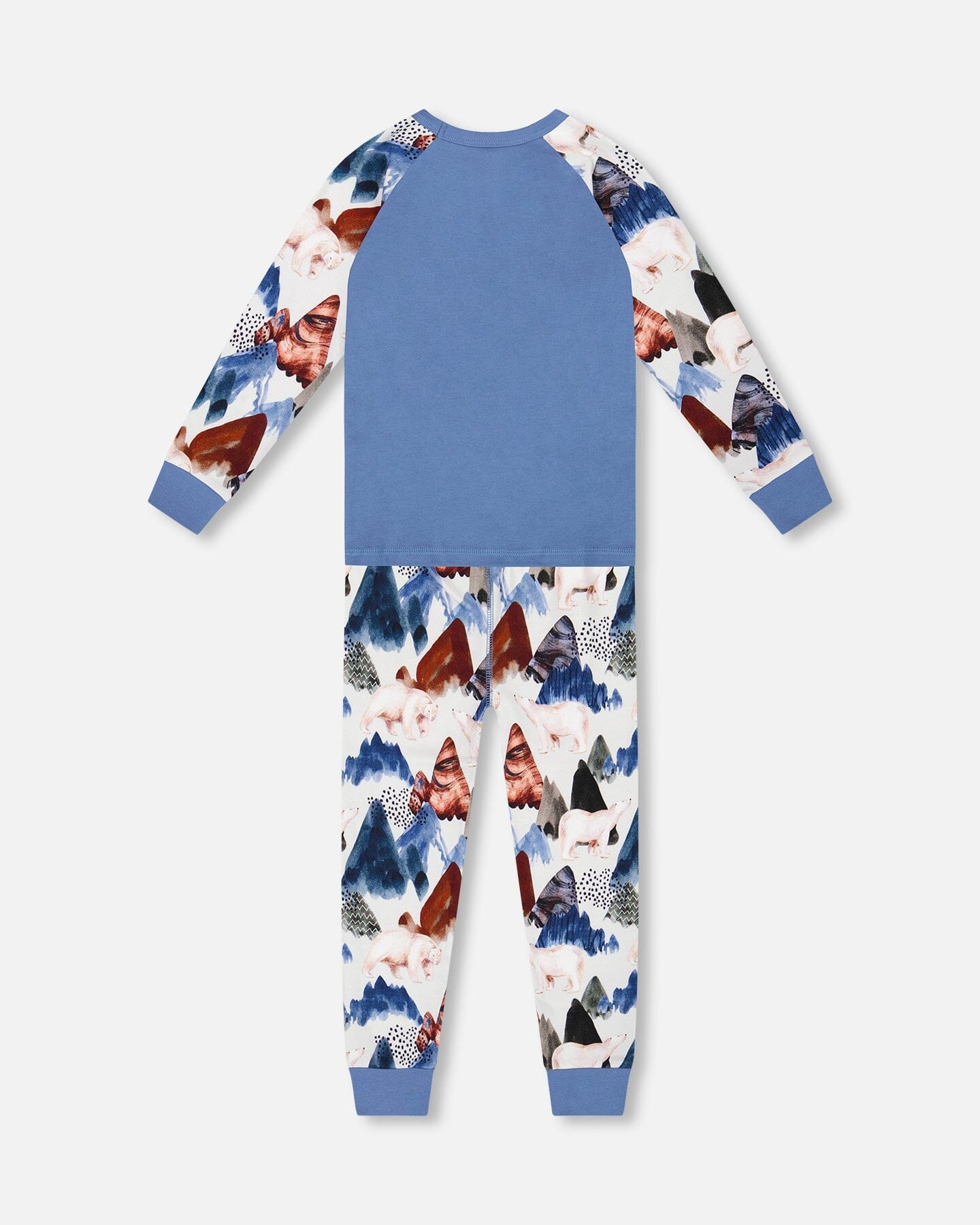 Two-Piece Organic Cotton Pajama Set White Bear Print