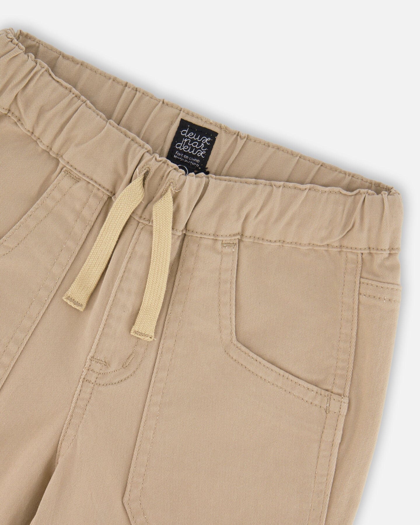 Twill Jogger Pants With Patch Pockets In Beige