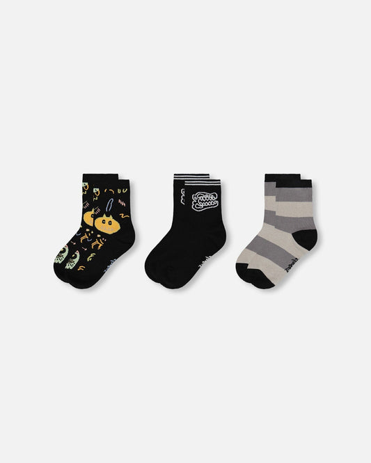 3-Pack Knit Socks Black