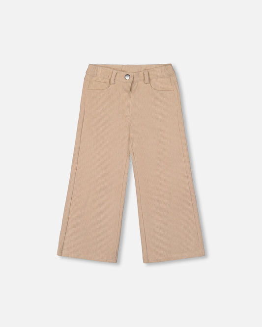 Wide Leg Corduroy Pants Beige